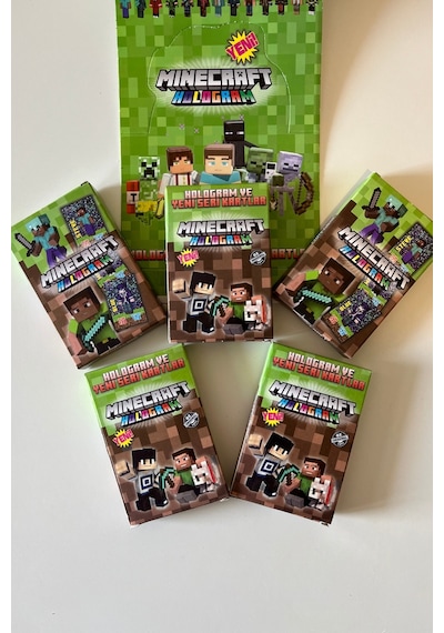 Minecraft Yeni Koleksiyon Hologram Oyun Kartı 5 Paket 50 Adet Kart