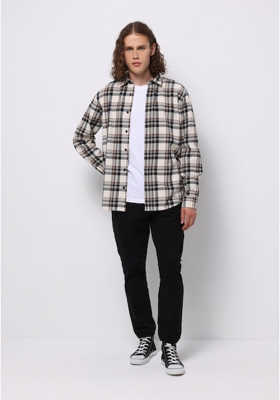 Colin's Colins Regular Fit Shirt Neck Ekoseli Erkek Ekru Uzun Kol Gömlek Cl1076507 Q1.v1 Ecr Ekru