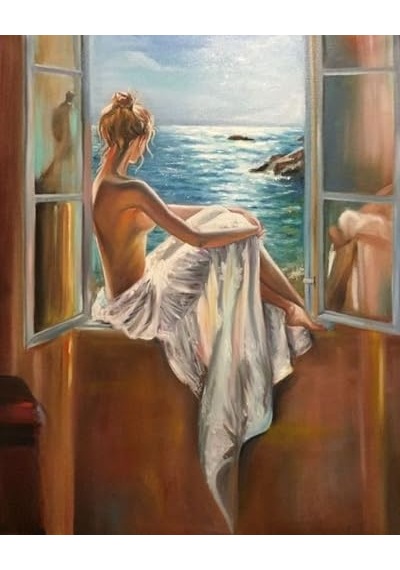 Renkli Baskılı Sayılarla Boyama Hobi Seti Çerçeveli 40x50 Cm: Pencereden Bakış