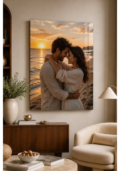 Kişiye Özel Çift Fotoğraf Cam Baskısı Fotoğraflarınızdan Kişise