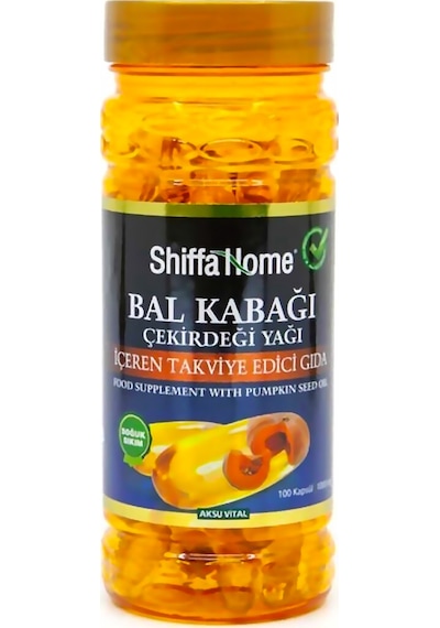 Aksu Vital Shiffa Home Kabak Çekirdeği Yağı Takviye Gıda 1000 MG 100 Kapsül