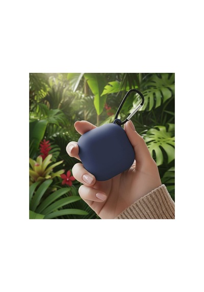Caseonn Galaxy Buds Live - Buds Pro Kılıf Askı Aparatlı Mat Silikon Lacivert