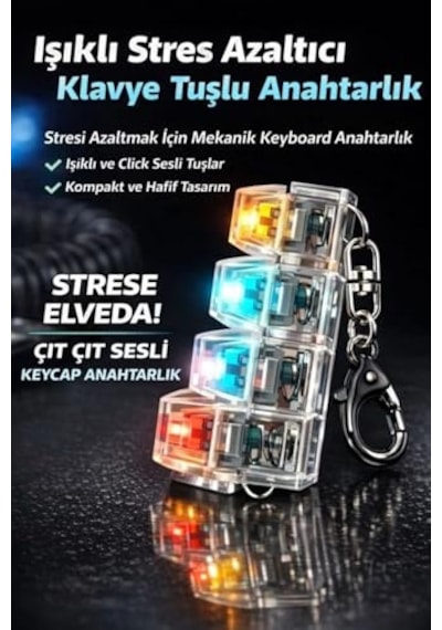 Synee Işıklı Mekanik Klavye Tuşlu Anahtarlık, Stres Azaltıcı Click Sesli, Şeffaf Tasarım, Çok Renkli Led, Fidget Oyuncağı Synee Işıklı Mekanik Klavye Tuşlu Anahtarlık, Stres Azaltıcı Click Sesli, Şeffaf Tasarım, Çok Renkli Led, Fidget Oyuncağı