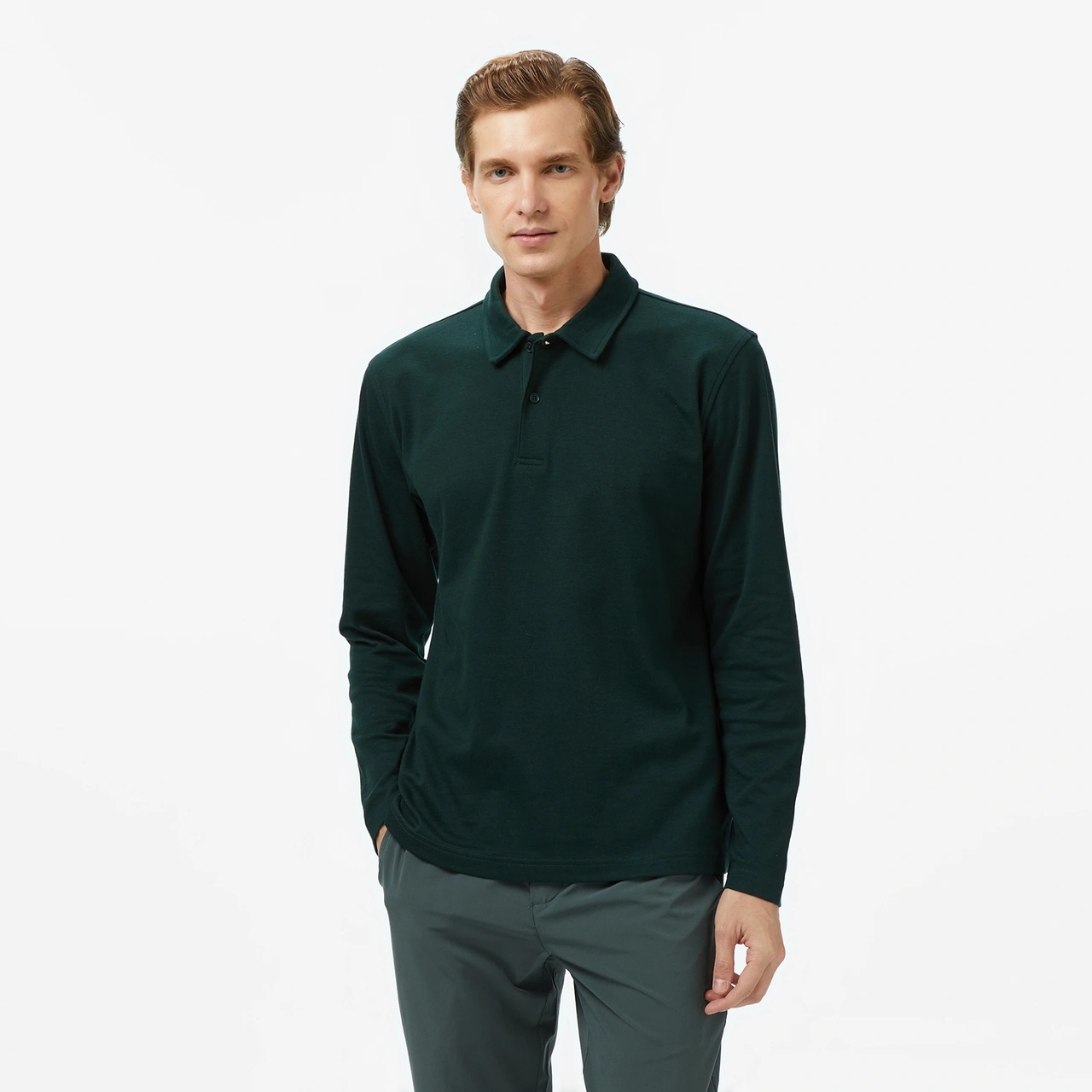 Nautica Erkek Yeşil Classic Fit Uzun Kollu Polo Yaka T-shirt Düz K57018t Yeşil