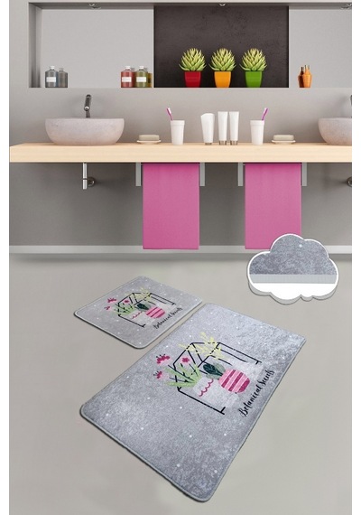 Botanıcal Sweets 2 Li Set Banyo Halısı Paspas Yıkanabilir Çok Renkli