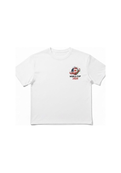Zekids Erkek Çocuk World Cup 2026 Baskılı T-shirt-17252 Beyaz