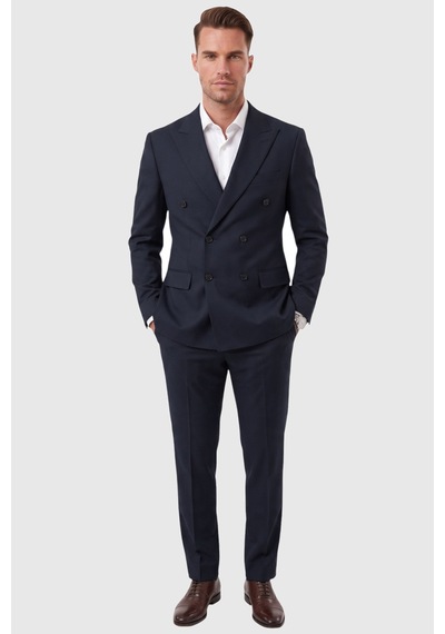 Deepsea Erkek Slim Fit Kruvaze Lacivert Takım Elbise Likralı Spor Şık Business 2702414