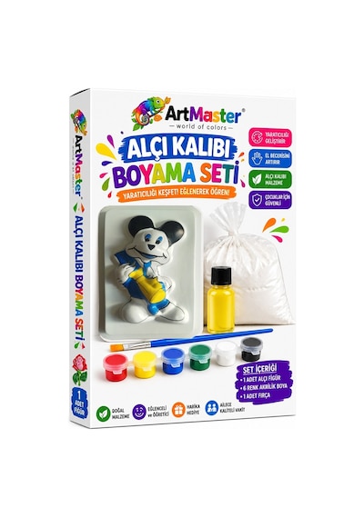 Alçı Kalıbı Boyama Seti K06 1 Paket Alçı Tozu Yağ 6 Renk Boya Fırça İş Eğitimi Seramik Okul Sınıf Resim