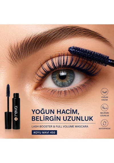 Lash Booster & Full Volume Color Mascara -tam Hacim & Uzatan Renkli Maskara Koyu Mavi 450 Çok Renkli