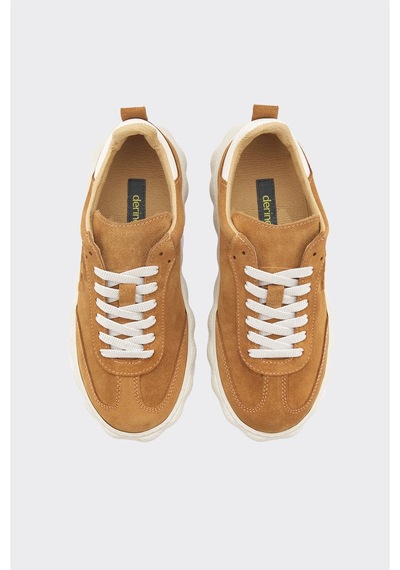 Derinet Hakiki Deri Kadın Sneaker Taba Süet Taba Süet