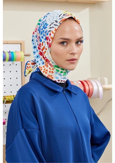 Emproyal Lina Desen Pamuk Eşarp İndigo