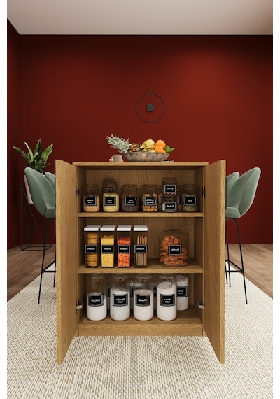 Asra Trend Mutfak Adası MA-04 %100 MDF Dolaplı Yemek ve Bar Masası Sonoma
