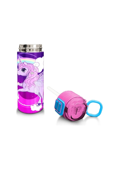 Coral High Kids Mor Pembe Unicorn Desenli Pipetli Ve Direkt İçim Çelik Termos 500 Ml 31923 Mor - Açık Pembe