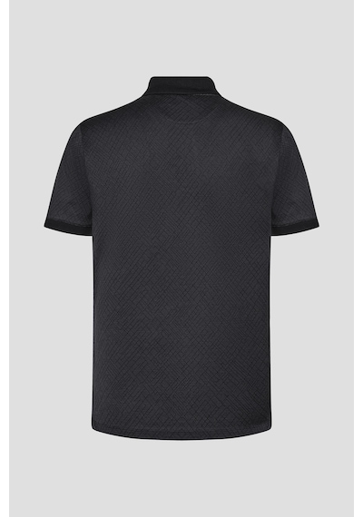 Jakar Desenli Polo Yaka Erkek T-shirt Siyah Siyah