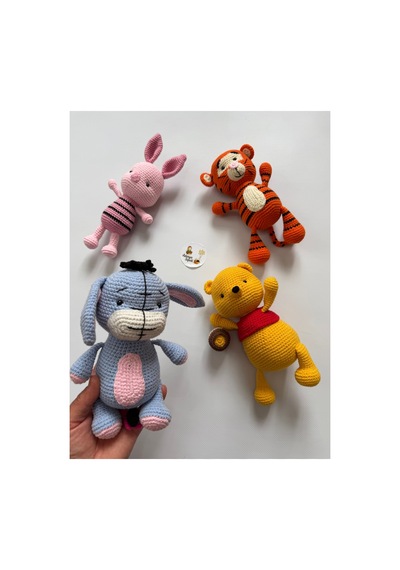 Adenya Sepeti Amigurumi Örgü Büyük Pooh Serisi 4'lü Set Çok Renkli