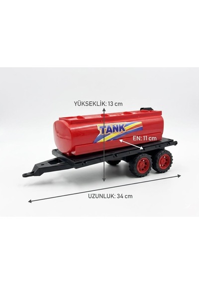 Dev Boy Oyuncak Traktör Ve Su Tankeri Seti Hareketli Kepçeli Eğitici Oyuncak 80 Cm Mega Traktör