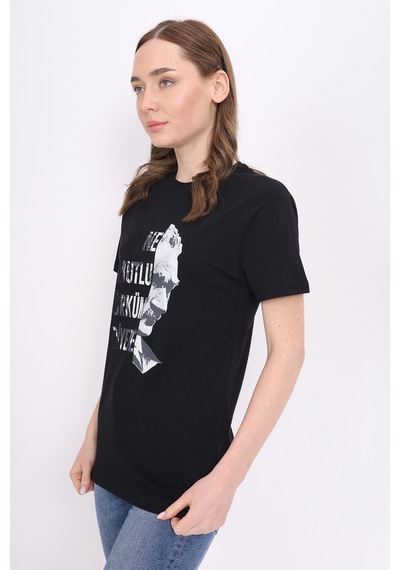 Toontoy Unisex Baskılı Tişört Siyah