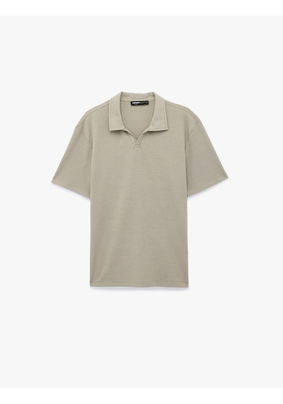 Koton Regular Fit Kısa Kollu Dokulu Polo Yaka Tişört Yeşil 6sam10007mk