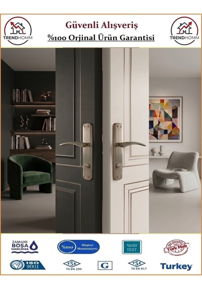Trendhomm Bravo Aynalı - Nikel Saten - Wc Banyo Kapı Kolu - Sağ
