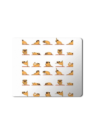 Yoga Yapan Pug Köpek Baskılı Mousepad Mouse Pad