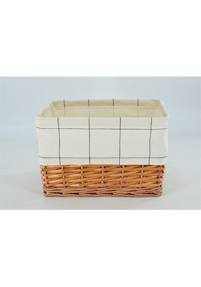 Koçtaş Kareli Hasır Sepet Beyaz 26x18x28 Cm Bej
