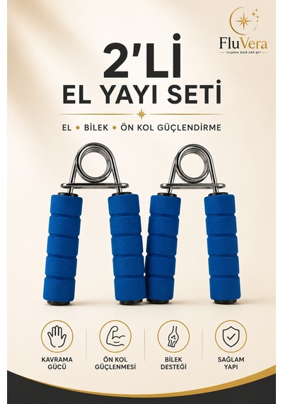 Mavi 2'li El Yayı Seti El Bilek Ön Kol Güçlendirme Kavrama Egzersiz Aleti Mavi