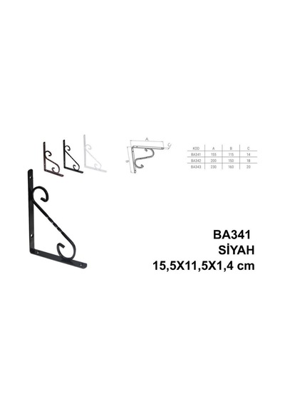 Beşel Perforje Raf Altı Mat Siyah 15,5x11,5x1,4 Cm 2 Adet