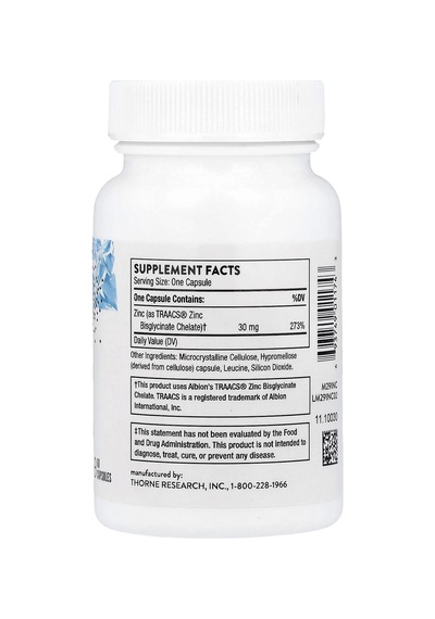 Thorne, Çinko Bisglisinat, 30 Mg, 60 Kapsül
