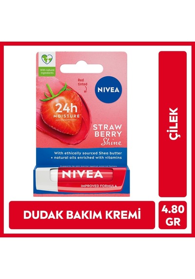 Nıvea Çilek Dudak Bakım Kremi 4.8 G, Çilek Kokusu + Nıvea Şeftali Dudak Bakım Kremi 4,8 G, Şeftali Kokusu