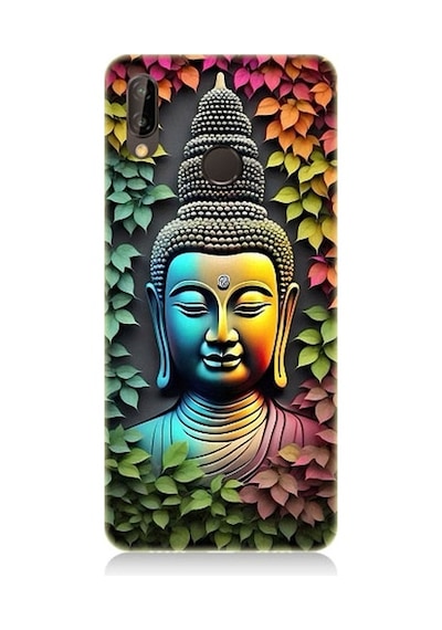 Huawei P20 Lite Uyumlu Budha Ve Sarmaşık Yapraklar Desenli Silikon Kılıf