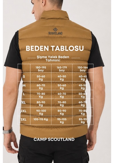 Camp Scoutland Camp451 Outdoor Tactical İç Cepli Su İticili Erkek Mevsimlik Dolgulu Şişme Yelek Hardal