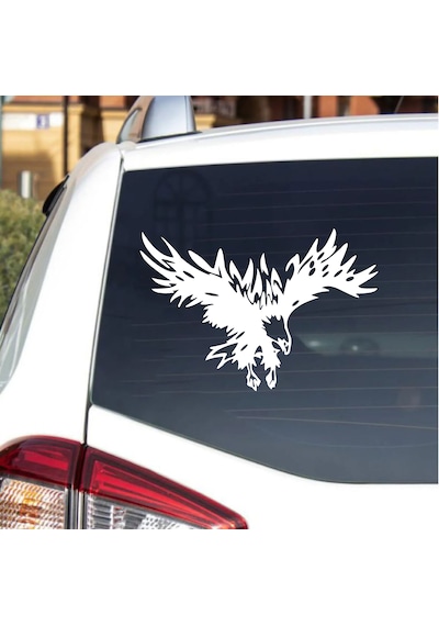 Sticker Dizayn Kartal Sticker - Eagle Beşiktaş Kanatlı Uçan Kartal Sticker - Araba Oto Motosiklet Karavan Cam Sticker - 00321 50X34 Cm