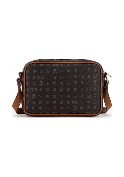 Bilik Deri Monogram Siyah/taba Kadın Çapraz Askılı Çanta Nv 1002- Siyah - Taba