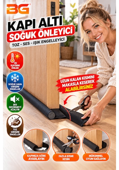 2 Adet Kapı Altı Rüzgar Önleyici Isı Yalıtım Süngeri Ses Toz Soğuk Geçirmez Enerji Tasarruflu Rüzgarlık 80 CM