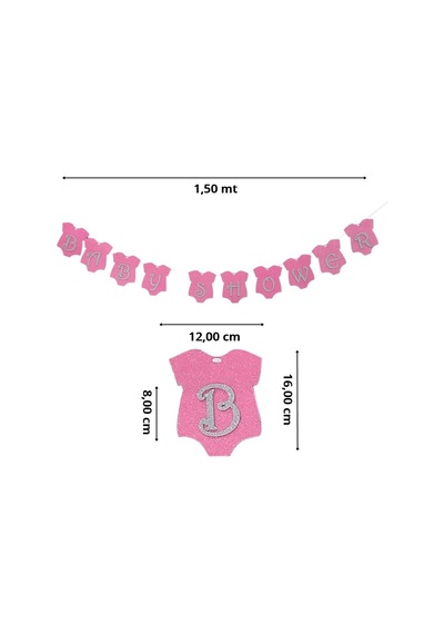 Baby Shower Simli Eva Uzar Yazı. 1.5 Mt - Pembe