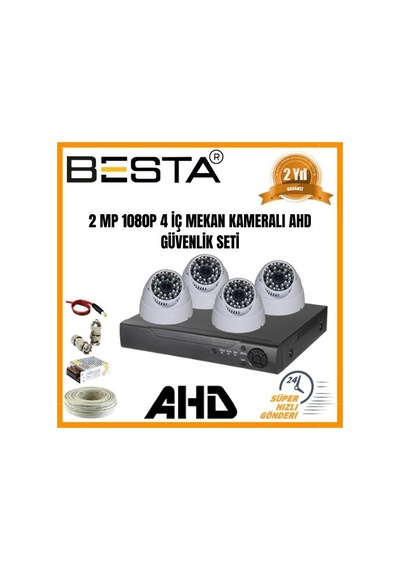 2mp Ahd 1080p Gece Görüşlü 4 Kameralı Dome Güvenlik Sistemi