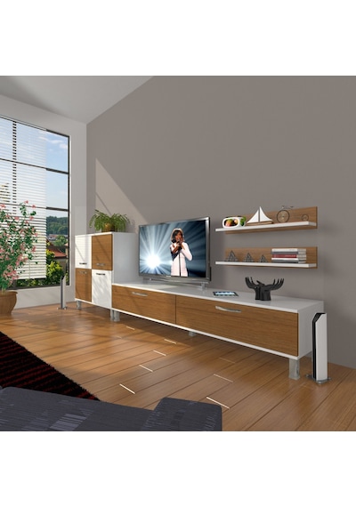 Decoraktiv Eko On Slm Std Krom Ayaklı Tv Ünitesi Tv Sehpası - Beyaz Ceviz Beyaz - Ceviz Decoraktiv Eko On Slm Std Krom Ayaklı Tv Ünitesi Tv Sehpası - Beyaz Ceviz Beyaz - Ceviz