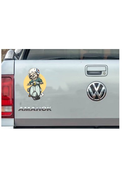 Vespa Scooter Kuru Kafa Sticker - Araba Oto Motosiklet Karavan Sticker - 00012 15x11 Cm