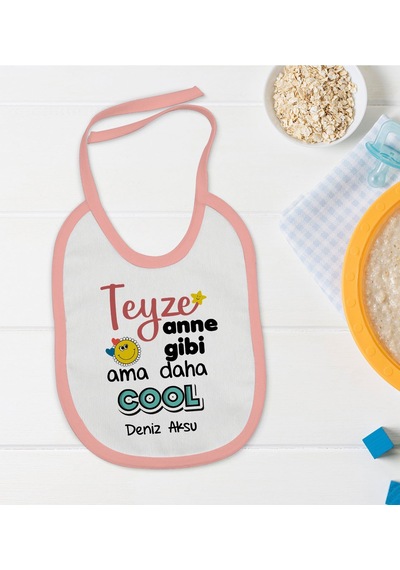 BK Kids Kişiye Özel Pembe Bebek Mama Önlüğü - Model 52 Pembe