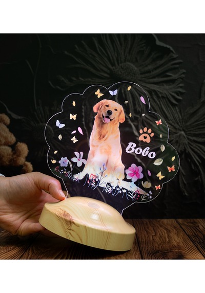 Köpek Fotoğraflı Led Lamba, Kişiye Özel Fotoğraf Ve İsimli Evcil Hayvan Temalı Lamba Hediye Tekli Foto Köpek