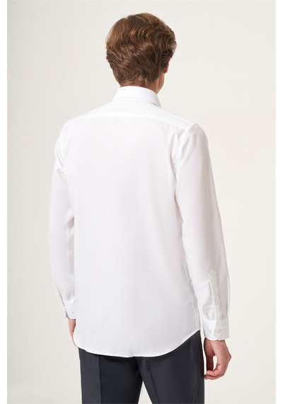 İmza Beyaz İtalyan Yaka Oxford Slim Fit Kolay Ütü Pamuklu Gömlek 1004265270