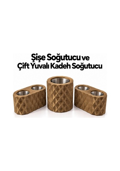 Beyaz Elmas Desenli Şişe Soğutucu Ve 2 Adet Çift Kadeh Yuvalı Ehlikeyf Seti,metal İç Hazneli,termojelli Soğutucu-beyaz