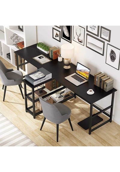 Zizuva  Zizuva Tasarım Kitaplıkla Bölmeli Modern 2 Kişilik Çalışma Masa  (541151256)