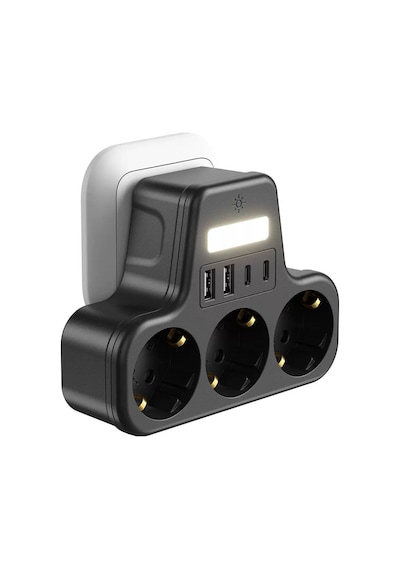 Çoklu Gece Lambalı Priz Yüksek Gerilim Korumalı 3'lü Priz 2xusb 2xtype-c Çıkışlı Grup Priz Çoğaltıcı 2 M