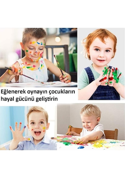Parmak Boyası Ponpon Sünger Tampon Fırça Küp Eva Sünger Baskı Seti 24 Parça 1 Paket Parmak