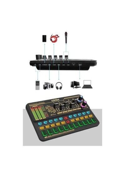 Ses Kartlı Condenser Mikrofon Seti - Kulaklık Ve Stand Dahil Açık Bej