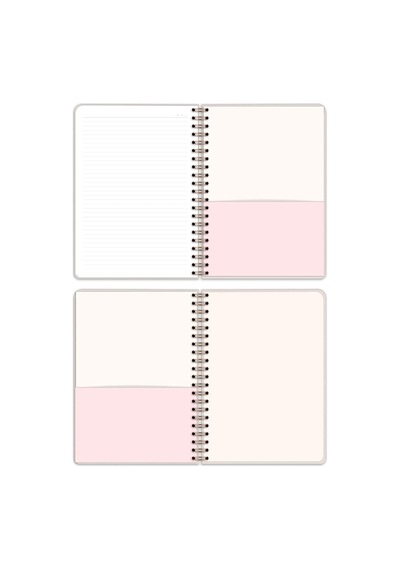 20x28 Cm A4 Lastikli Spiralli Sert Kapak Not Defteri Çizgili Bej