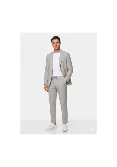 Modmen İtalyan Kesim Slimfit Erkek Takım Elbise Çizgili Gri