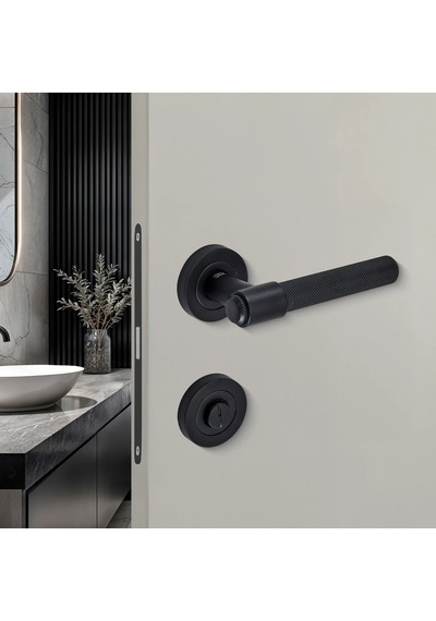 Sese Alya Modeli Rozetli Wc Kapı Kolu Siyah 200-214r-02-02