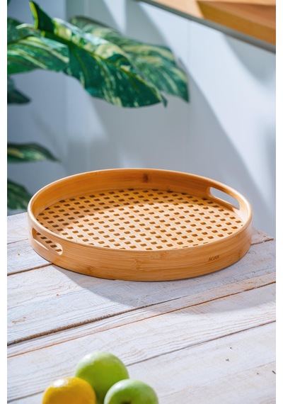 Acar Bambu Sunum Tepsi -  35 Cm Bambu